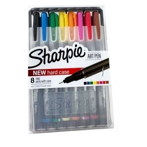 NEW Sharpie Art Pen With Hard Case Fine Point 8 Ct. Set 8 pens